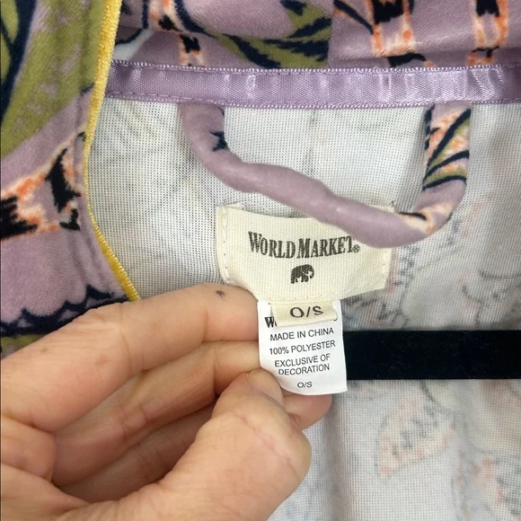 World Market Boho Jungle Floral Velvet Robe, one size - Picture 3 of 4